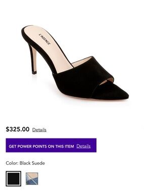 L'AGENCE Black Suede Pointed Toe Mule Heels